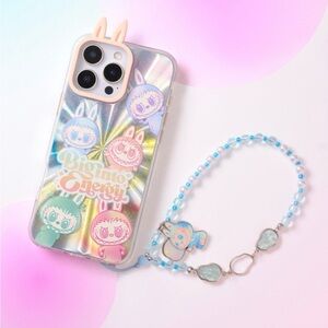 Holographic Phone Case with Beaded Charm